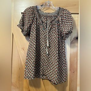 Joie Women’s Medium silk peasant blouse with tie